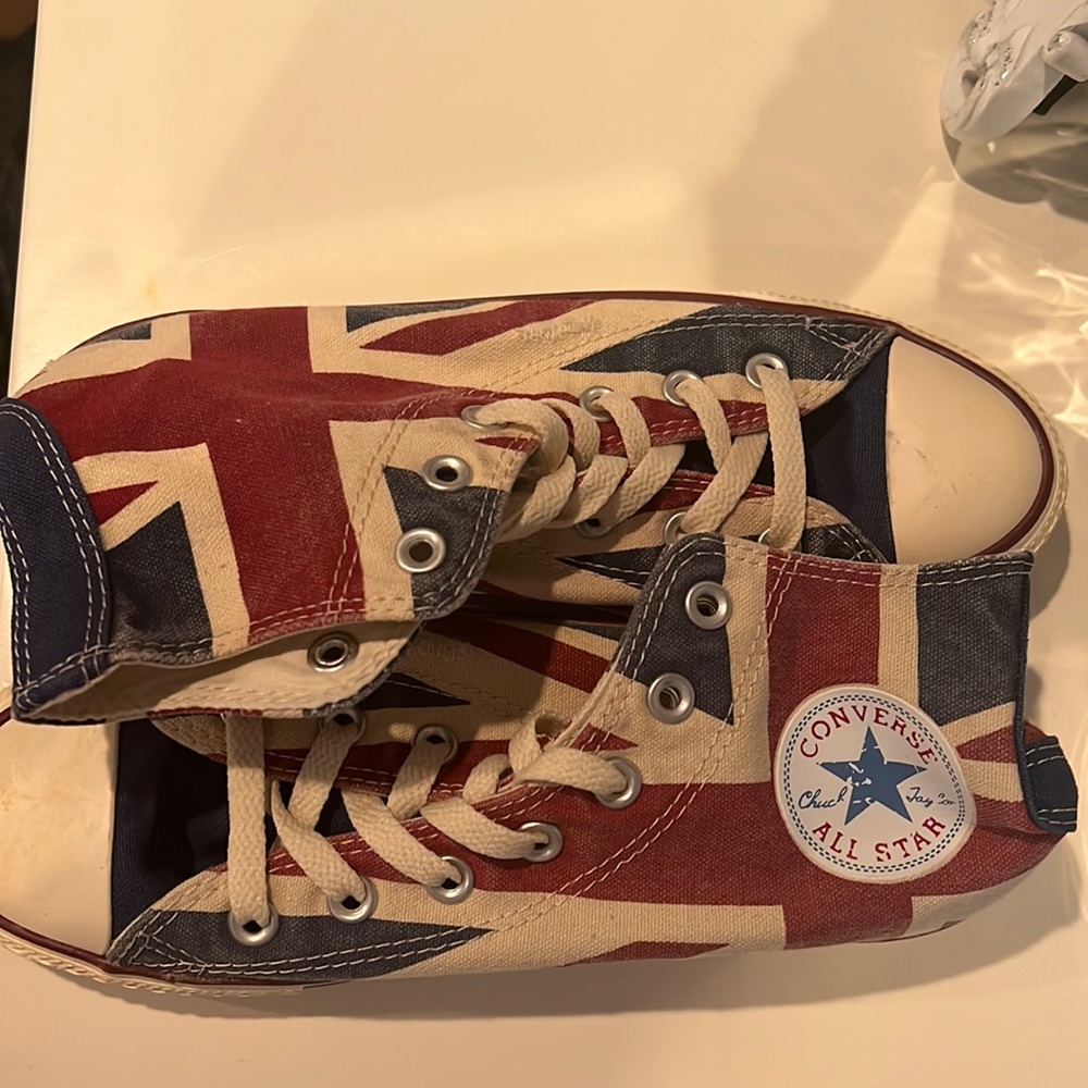 British flag high top converse